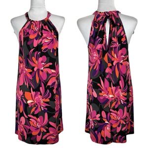 NWT Trina Turk Boho Floral Print Mini Halter Dress Size M Jersey Shift Tropical‎